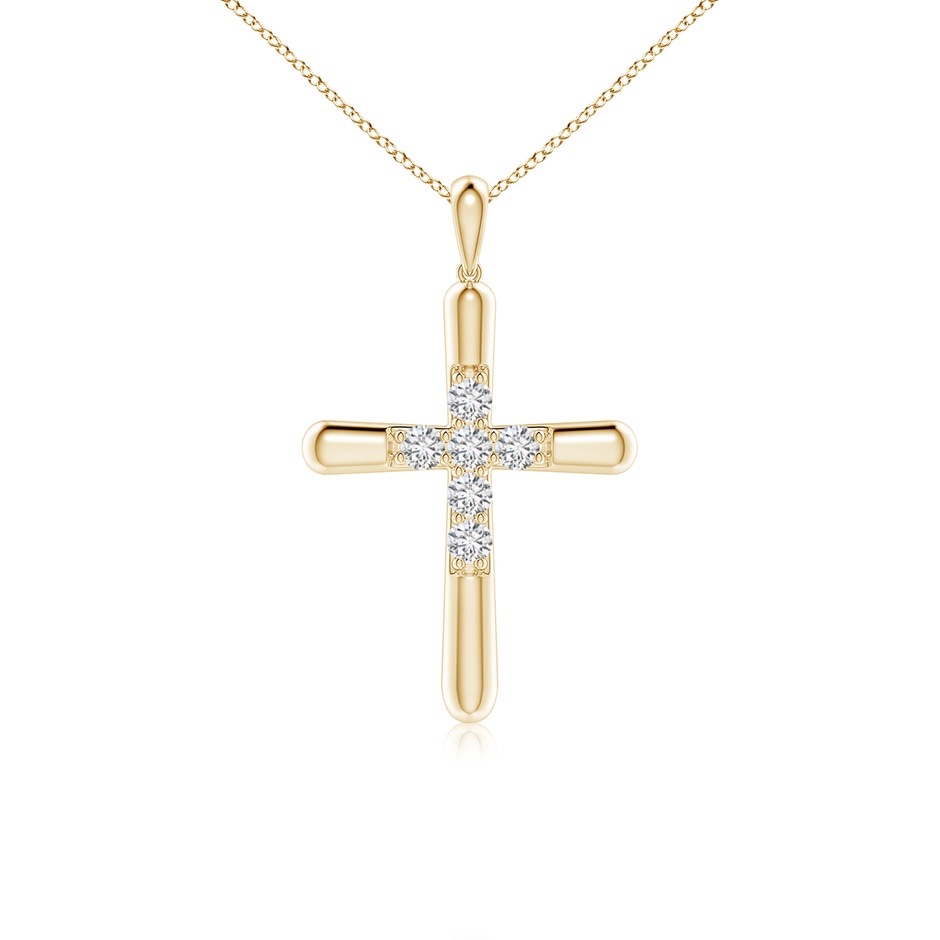 3.2mm HSI2 Prong-Set Diamond Fluted Cross Pendant in Yellow Gold 