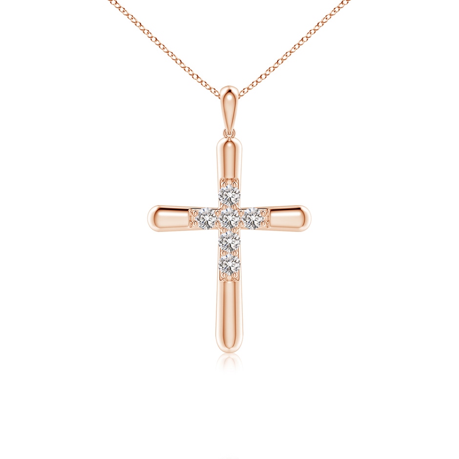 3.2mm IJI1I2 Prong-Set Diamond Fluted Cross Pendant in Rose Gold 