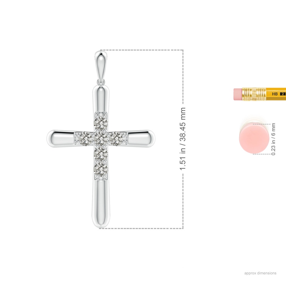 3.2mm KI3 Prong-Set Diamond Fluted Cross Pendant in P950 Platinum ruler