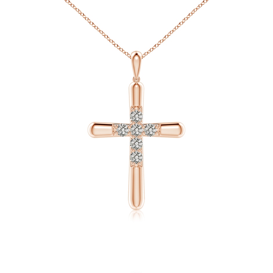 3.2mm KI3 Prong-Set Diamond Fluted Cross Pendant in Rose Gold 