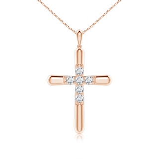 3.6mm GVS2 Prong-Set Diamond Fluted Cross Pendant in 18K Rose Gold