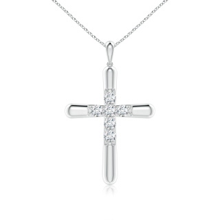3.6mm GVS2 Prong-Set Diamond Fluted Cross Pendant in P950 Platinum