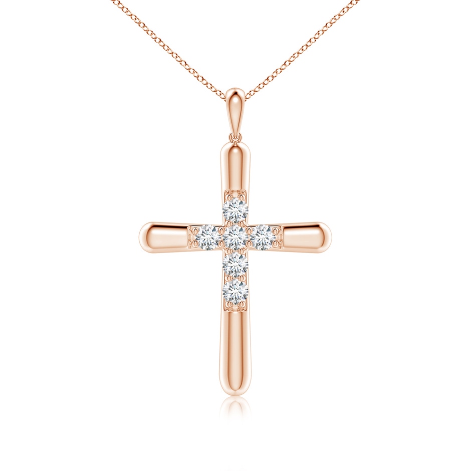 3.6mm GVS2 Prong-Set Diamond Fluted Cross Pendant in Rose Gold 