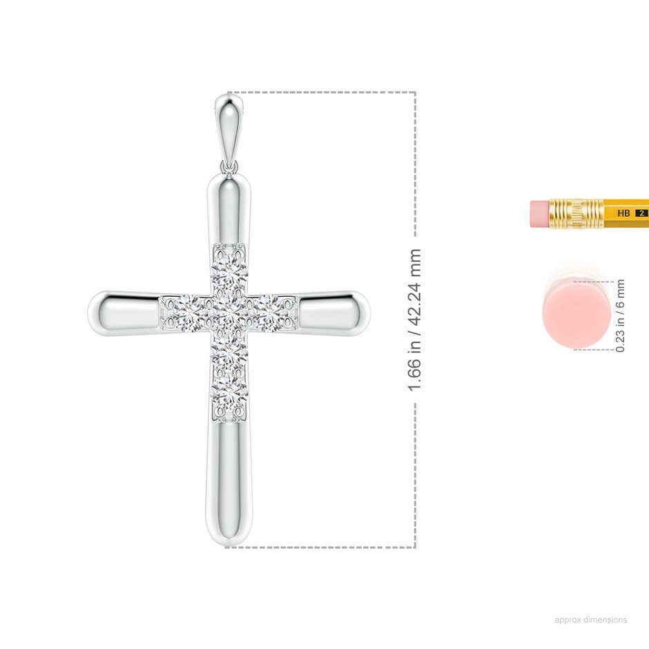 3.6mm HSI2 Prong-Set Diamond Fluted Cross Pendant in White Gold ruler