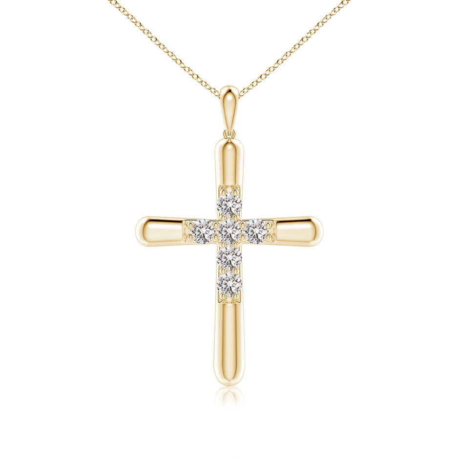 3.6mm IJI1I2 Prong-Set Diamond Fluted Cross Pendant in Yellow Gold 