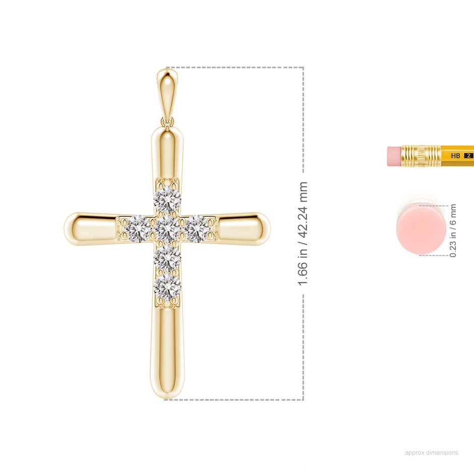 3.6mm IJI1I2 Prong-Set Diamond Fluted Cross Pendant in Yellow Gold ruler