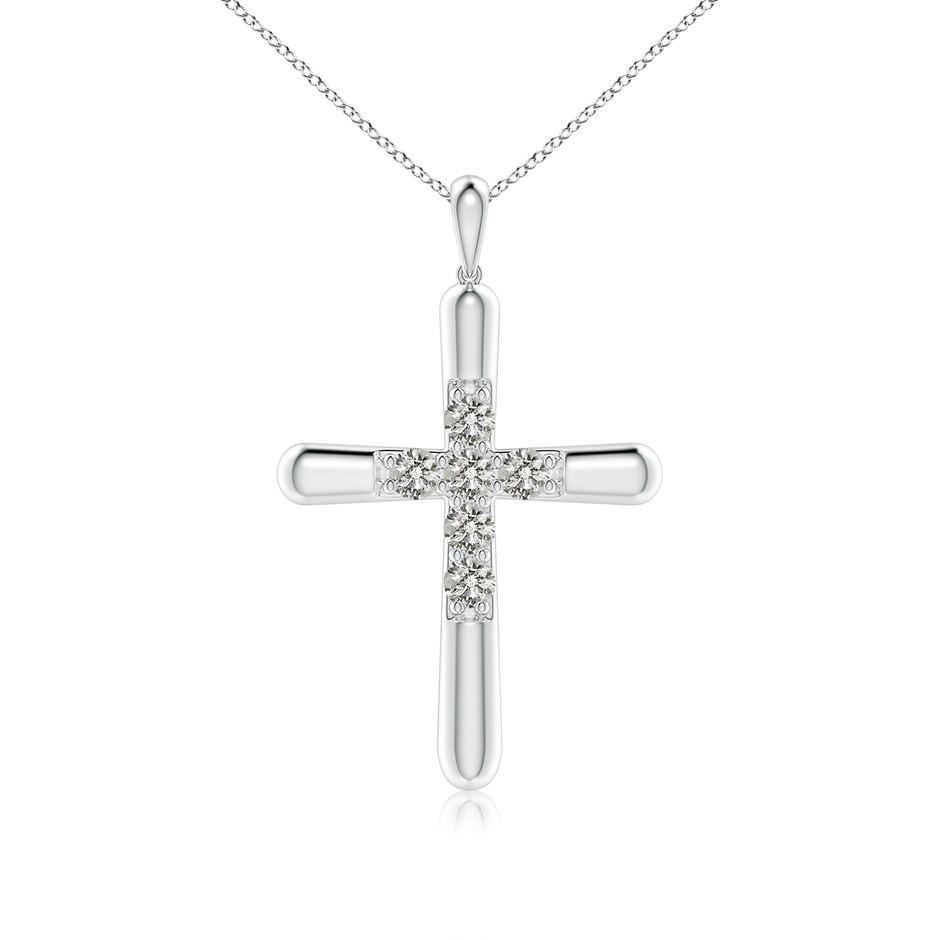 3.6mm KI3 Prong-Set Diamond Fluted Cross Pendant in White Gold 
