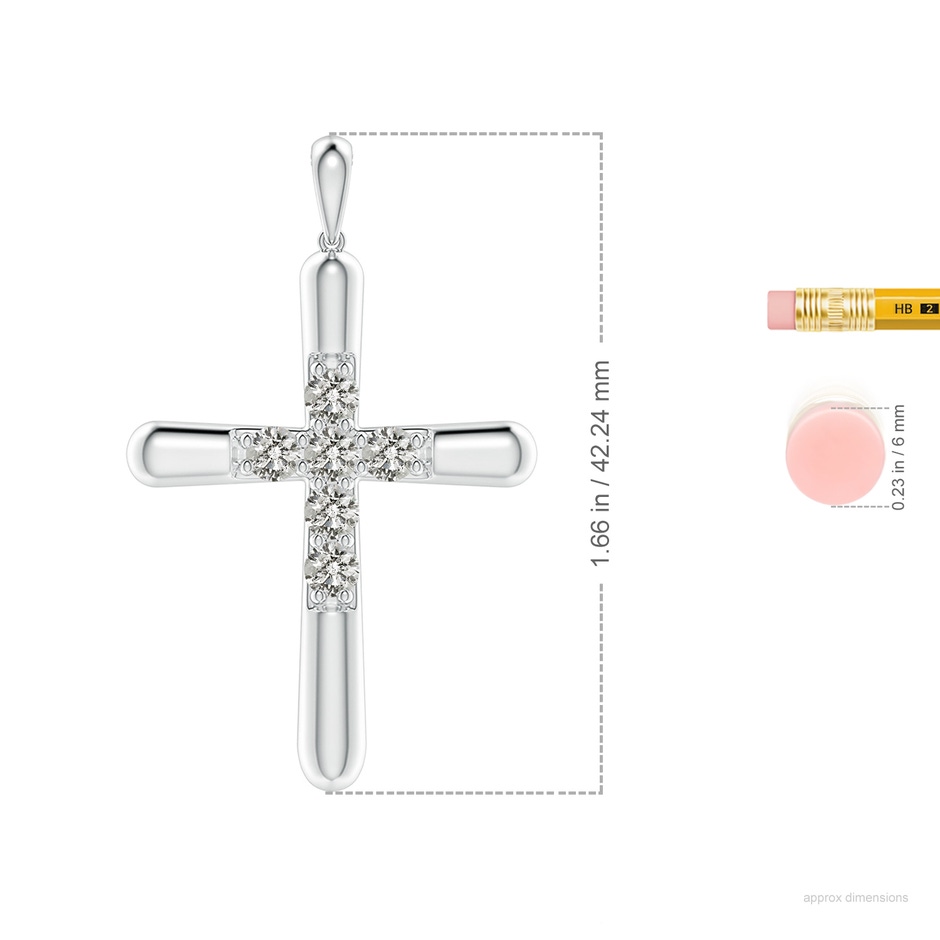 3.6mm KI3 Prong-Set Diamond Fluted Cross Pendant in White Gold ruler