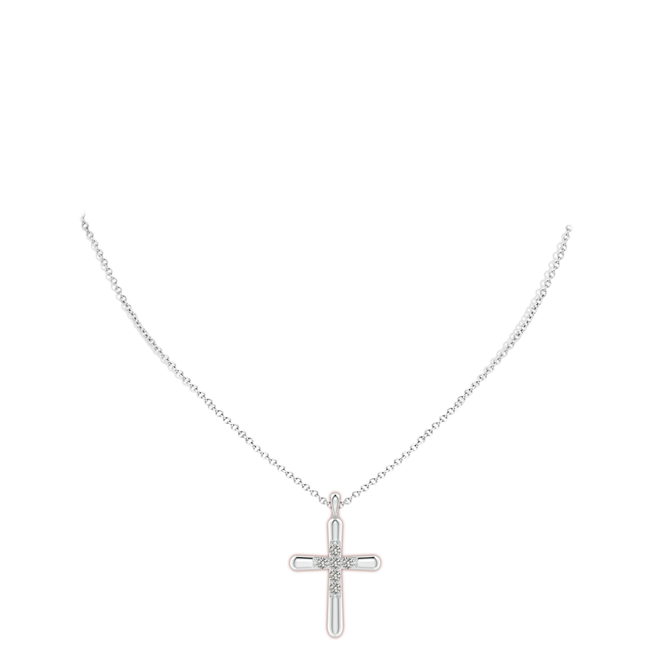 3.6mm KI3 Prong-Set Diamond Fluted Cross Pendant in White Gold pen