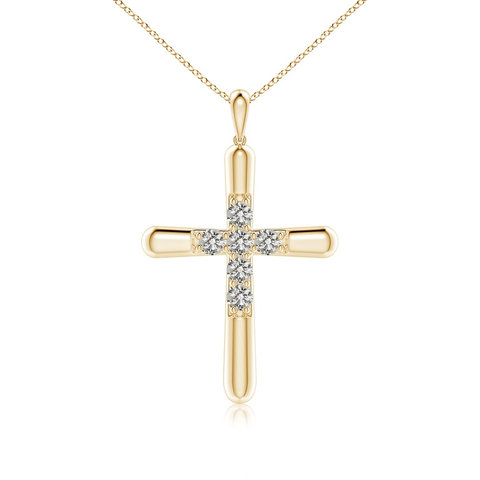 3.6mm KI3 Prong-Set Diamond Fluted Cross Pendant in Yellow Gold 