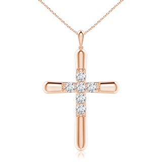 4.1mm GVS2 Prong-Set Diamond Fluted Cross Pendant in 18K Rose Gold