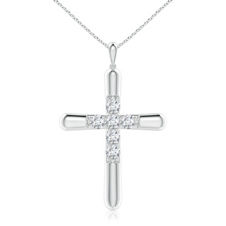 4.1mm GVS2 Prong-Set Diamond Fluted Cross Pendant in P950 Platinum