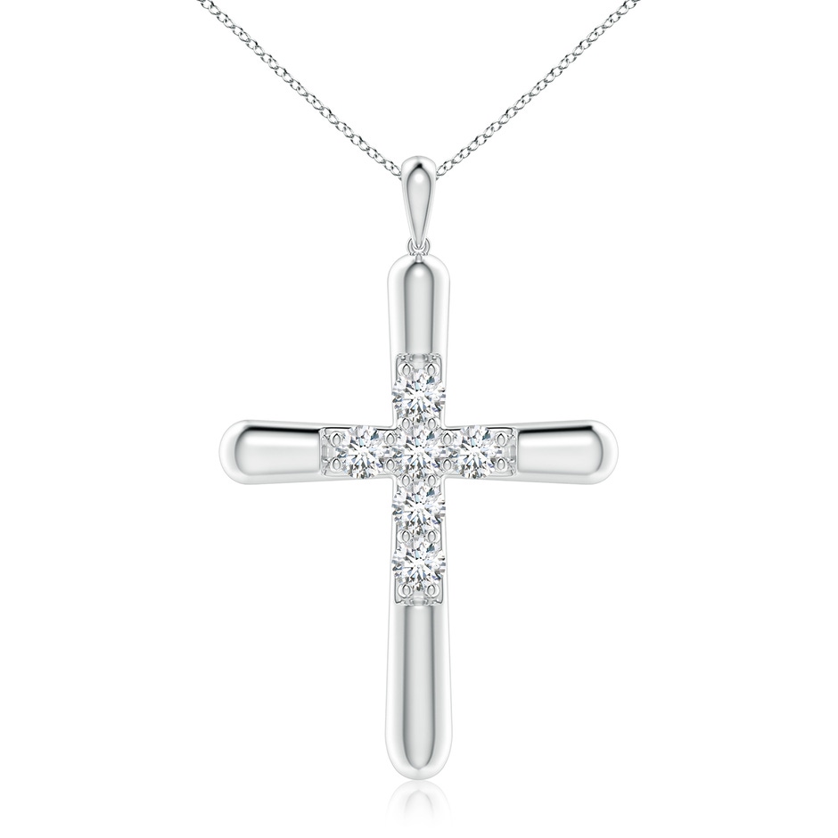 4.1mm GVS2 Prong-Set Diamond Fluted Cross Pendant in White Gold 