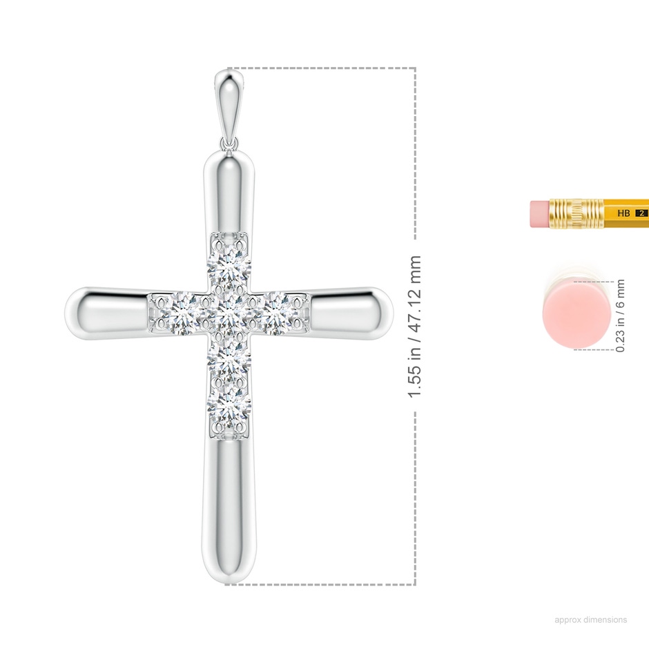4.1mm GVS2 Prong-Set Diamond Fluted Cross Pendant in White Gold ruler