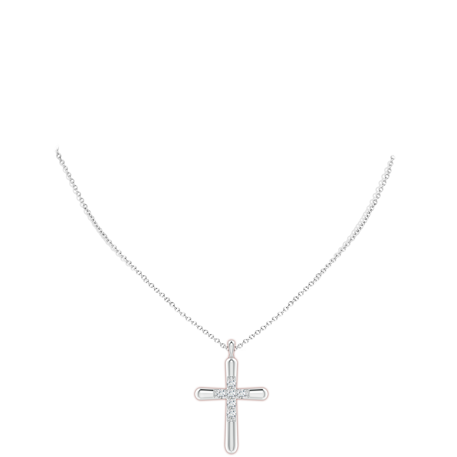 4.1mm GVS2 Prong-Set Diamond Fluted Cross Pendant in White Gold pen