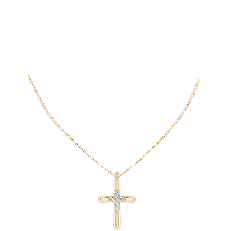 4.1mm HSI2 Prong-Set Diamond Fluted Cross Pendant in 18K Yellow Gold pen