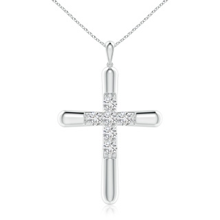 4.1mm HSI2 Prong-Set Diamond Fluted Cross Pendant in P950 Platinum