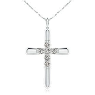 4.1mm KI3 Prong-Set Diamond Fluted Cross Pendant in P950 Platinum