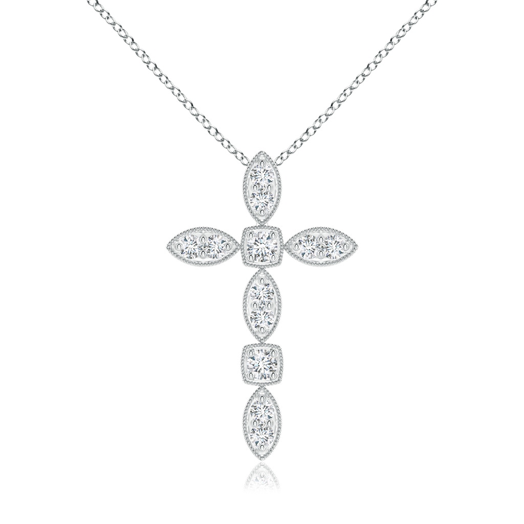 1.7mm GVS2 Pave-Set Diamond Cross Pendant with Milgrain in P950 Platinum