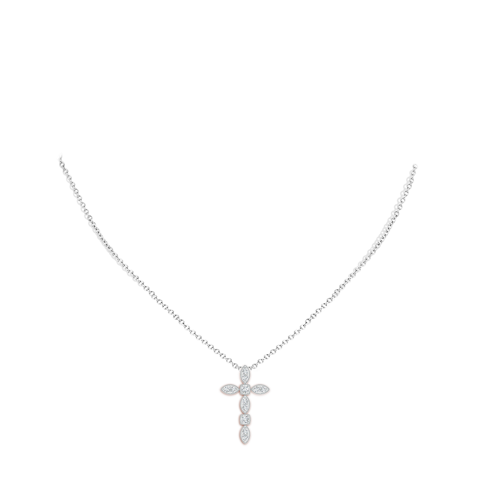 1.7mm GVS2 Pave-Set Diamond Cross Pendant with Milgrain in White Gold body-neck