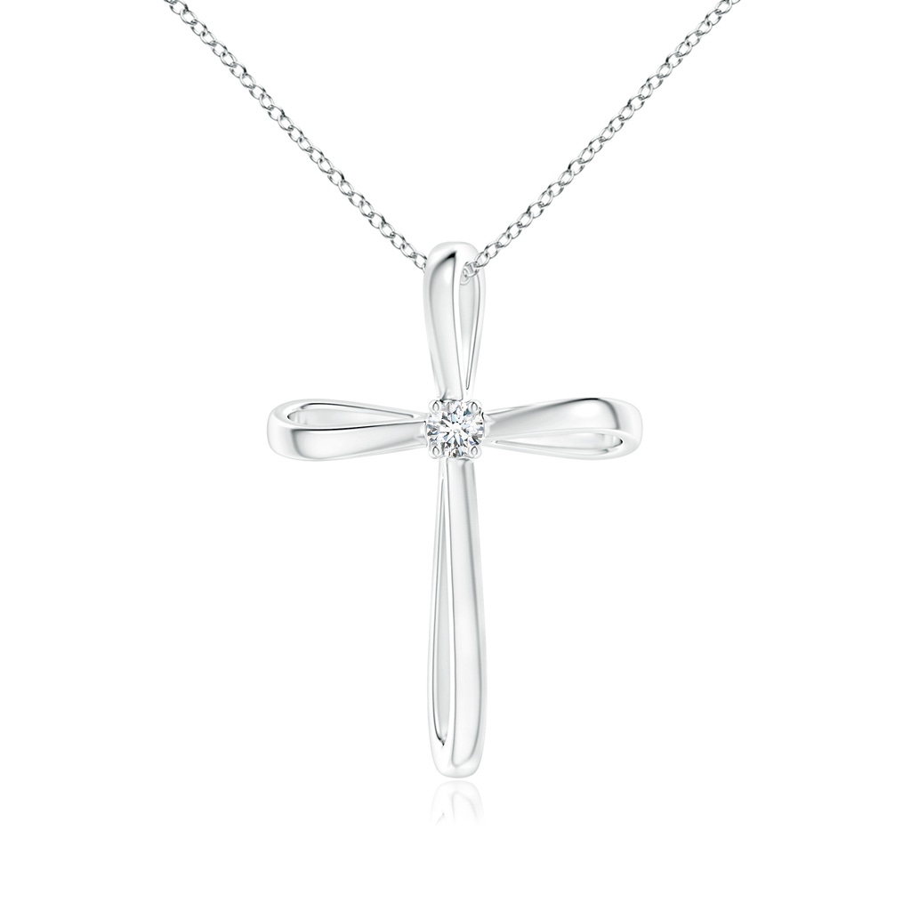 2.4mm GVS2 Twisted Cross Pendant with Diamond in 18K White Gold