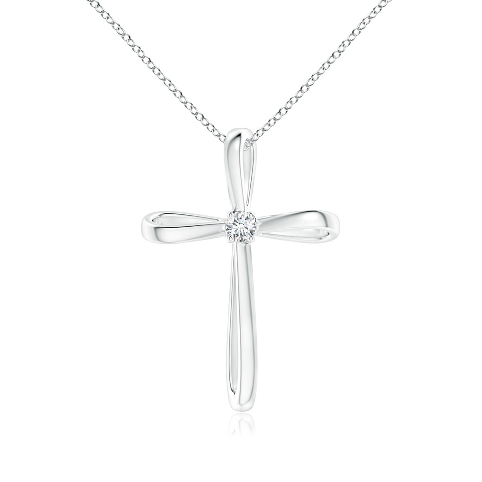 2.4mm GVS2 Twisted Cross Pendant with Diamond in 18K White Gold 