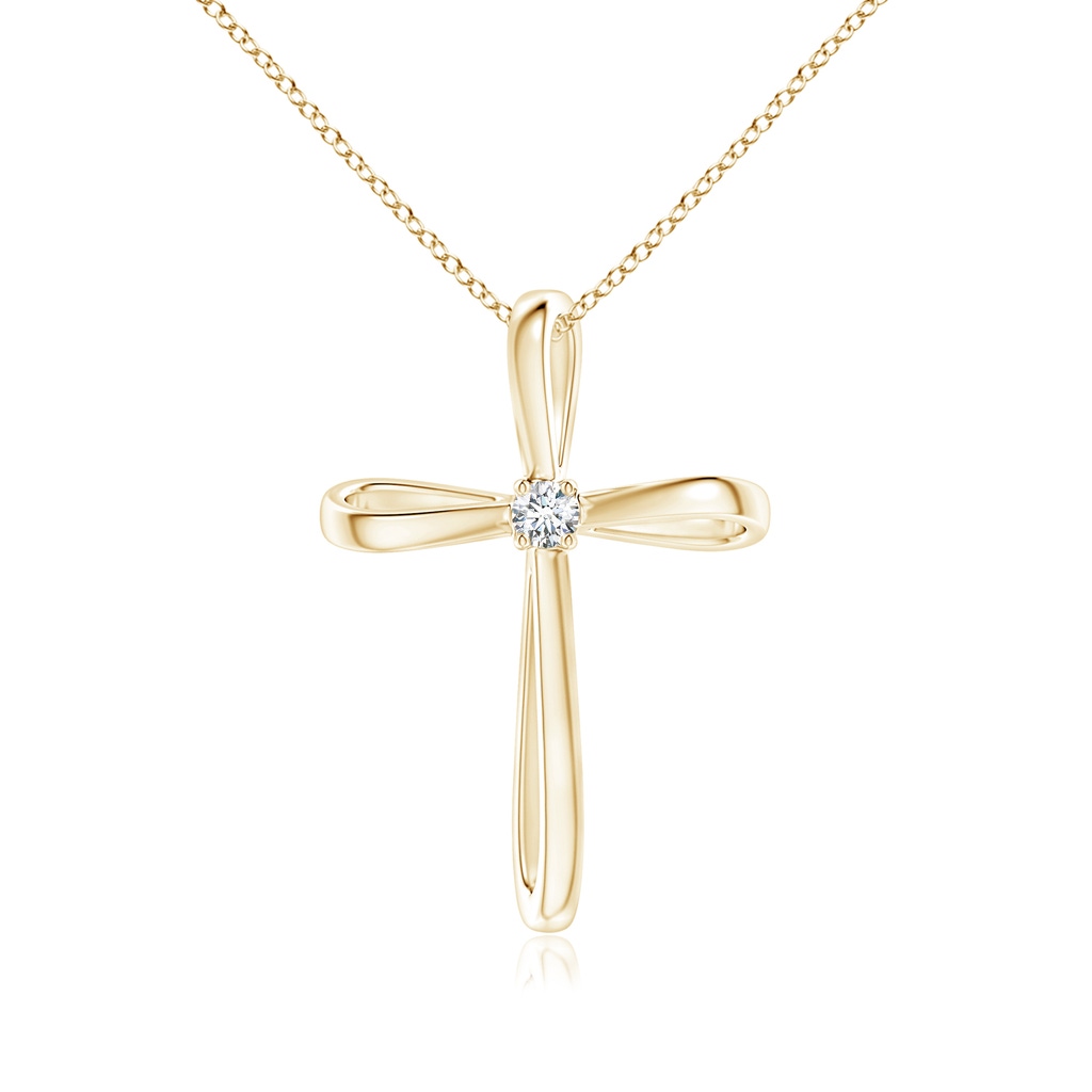 2.4mm GVS2 Twisted Cross Pendant with Diamond in 18K Yellow Gold 