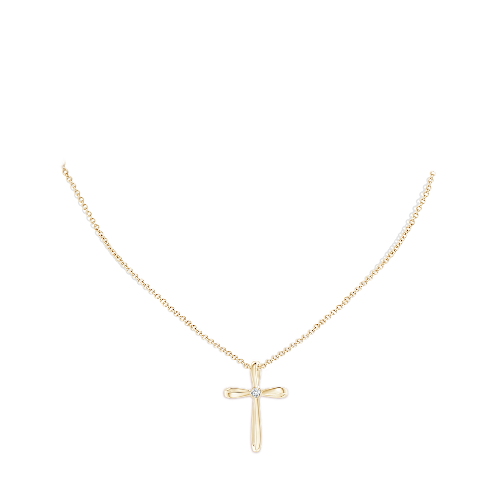 2.4mm GVS2 Twisted Cross Pendant with Diamond in 18K Yellow Gold pen