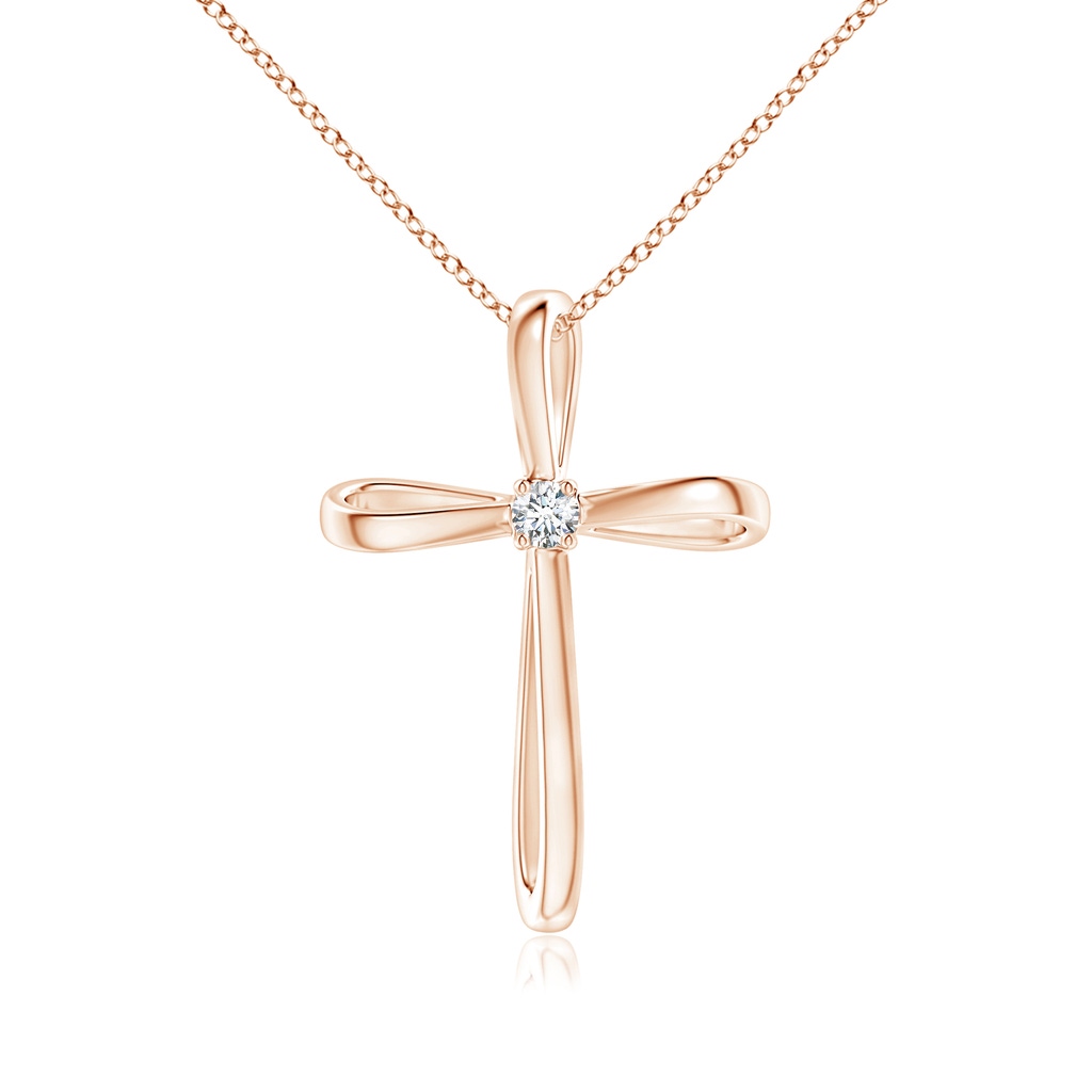 2.4mm GVS2 Twisted Cross Pendant with Diamond in 9K Rose Gold