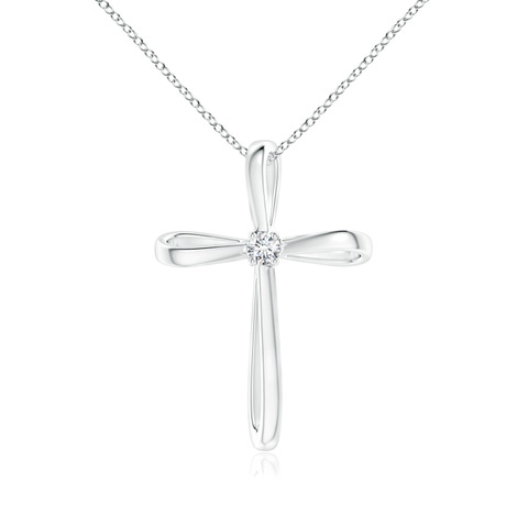 2.4mm GVS2 Prong-Set Round Diamond Ribbon Twist Cross Pendant in P950 Platinum