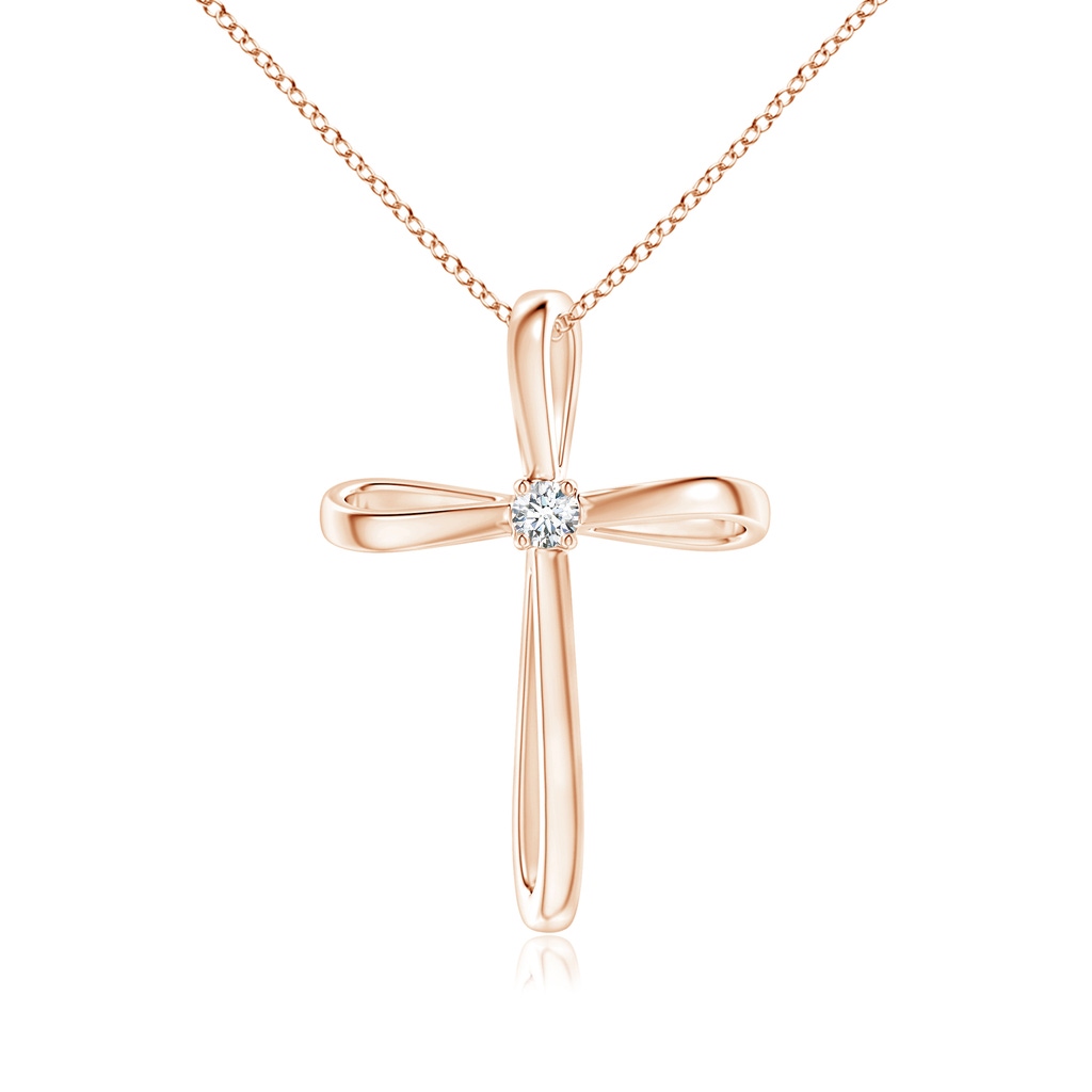 2.4mm GVS2 Twisted Cross Pendant with Diamond in Rose Gold