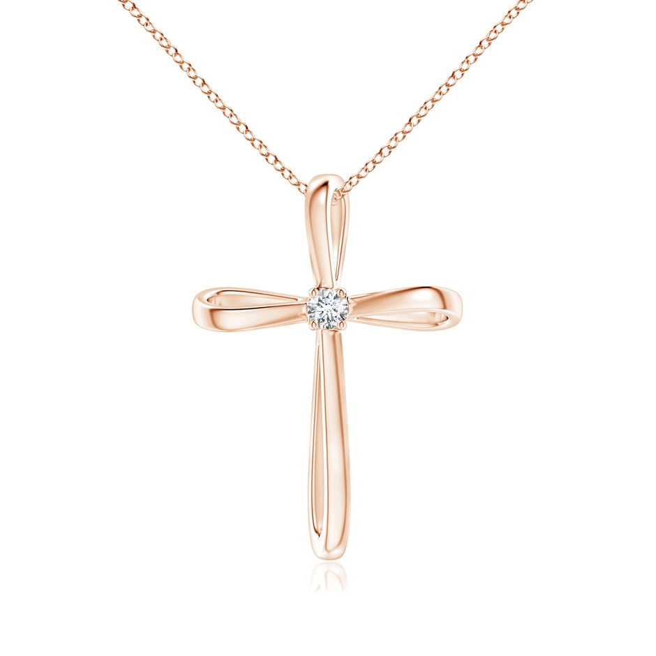 2.4mm GVS2 Twisted Cross Pendant with Diamond in Rose Gold 