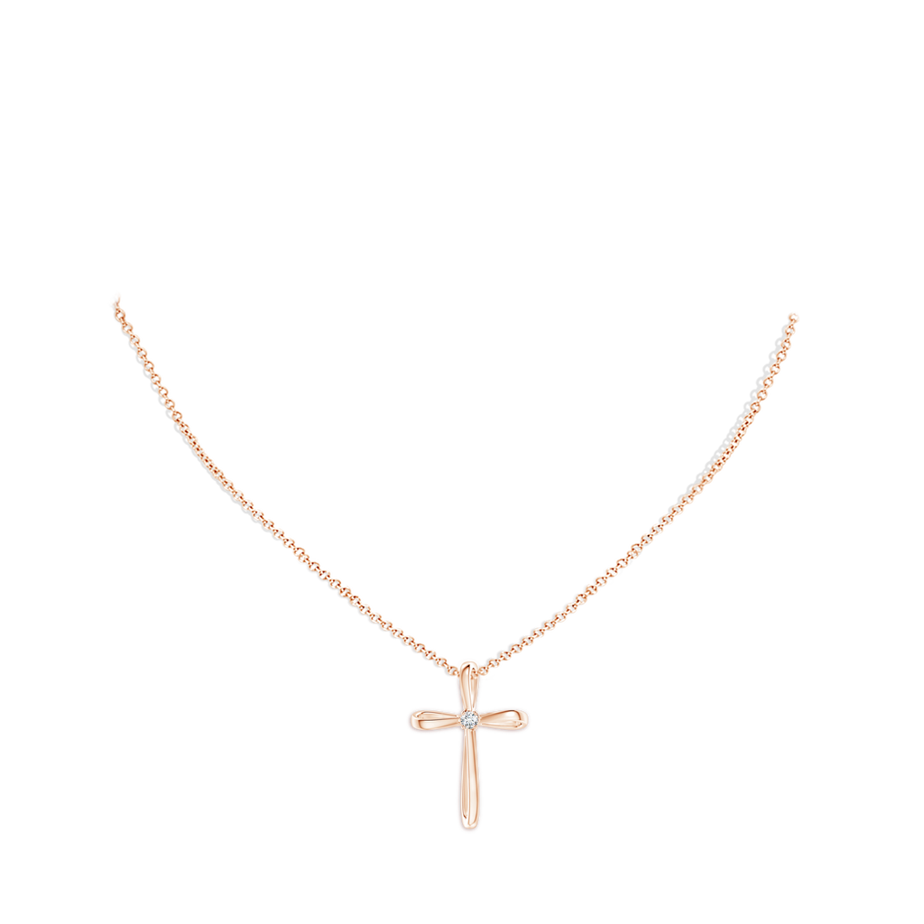 2.4mm GVS2 Twisted Cross Pendant with Diamond in Rose Gold pen