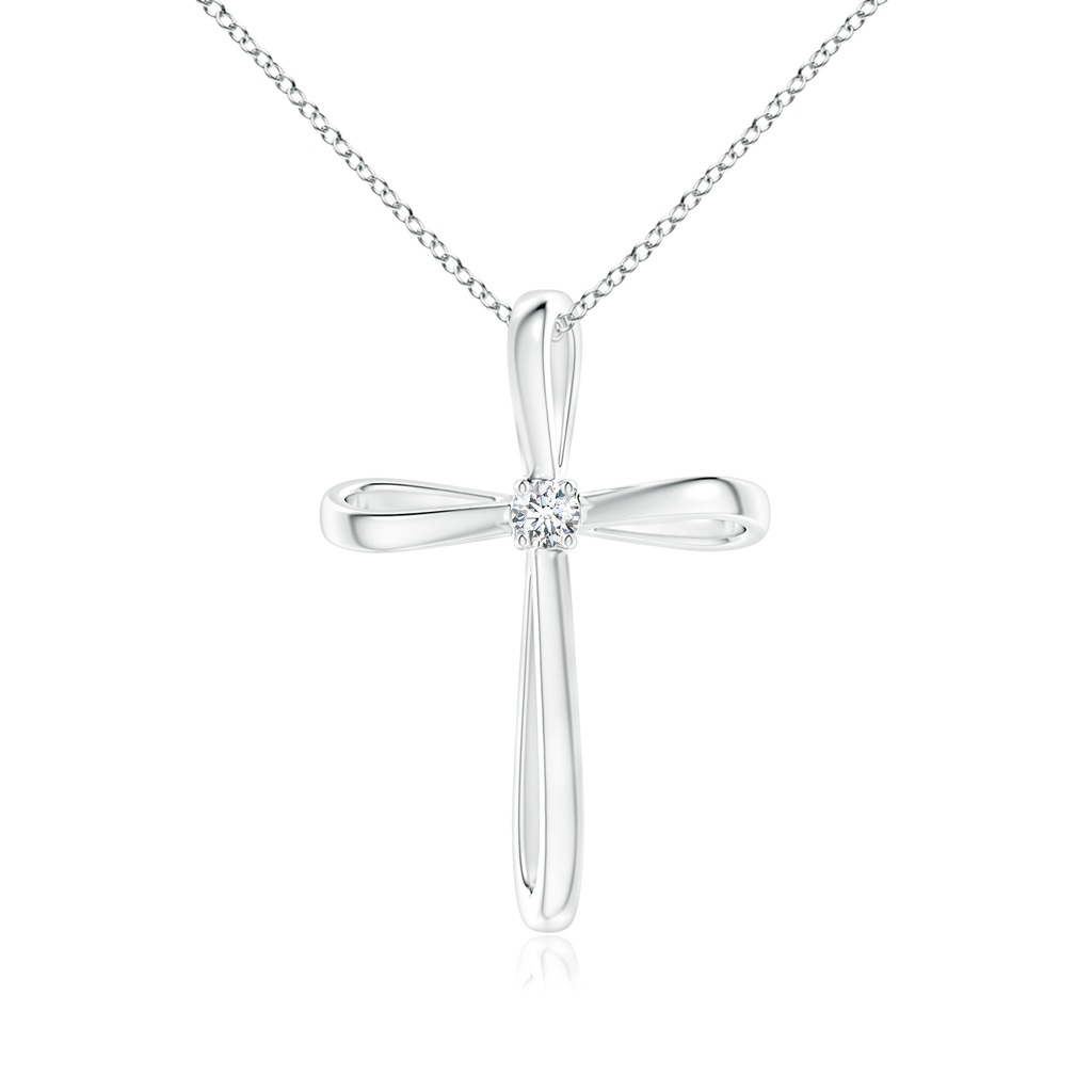 2.4mm GVS2 Twisted Cross Pendant with Diamond in White Gold