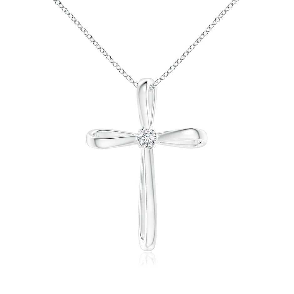 2.4mm GVS2 Twisted Cross Pendant with Diamond in White Gold 