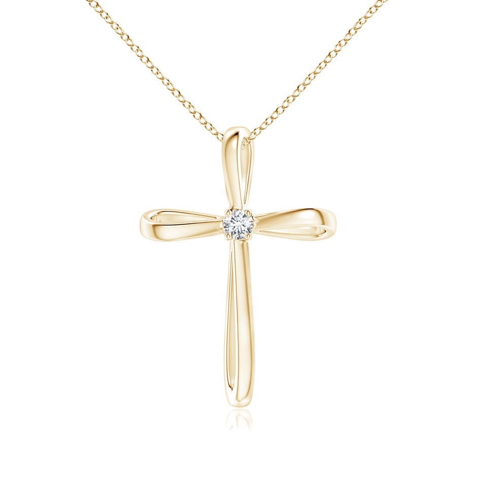 2.4mm GVS2 Twisted Cross Pendant with Diamond in Yellow Gold 