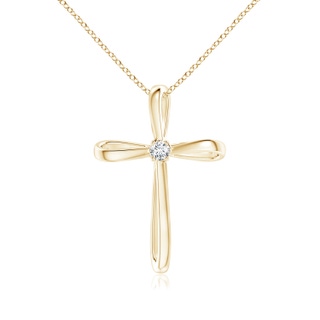 2.4mm GVS2 Twisted Cross Pendant with Diamond in Yellow Gold
