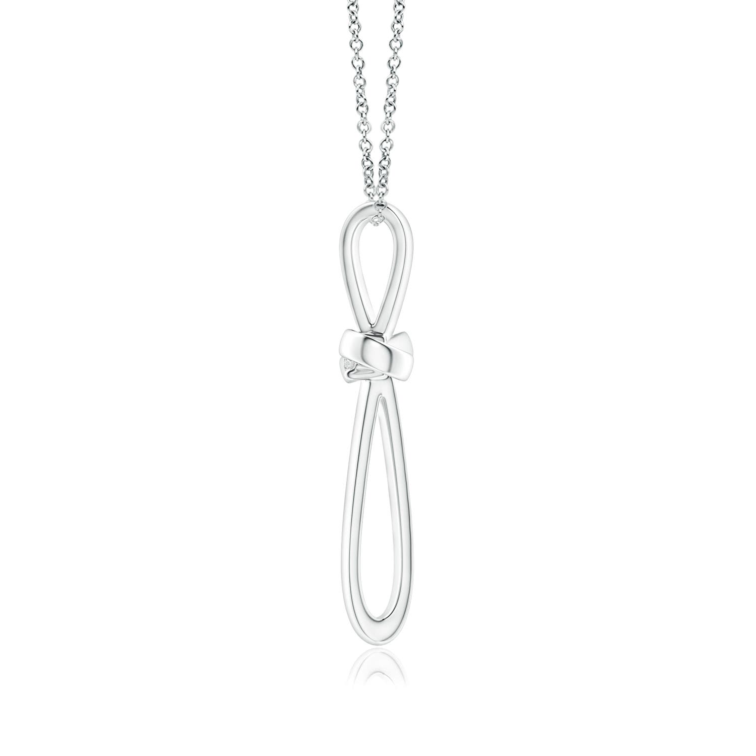 2.4mm HSI2 Prong-Set Round Diamond Ribbon Twist Cross Pendant in 18K White Gold