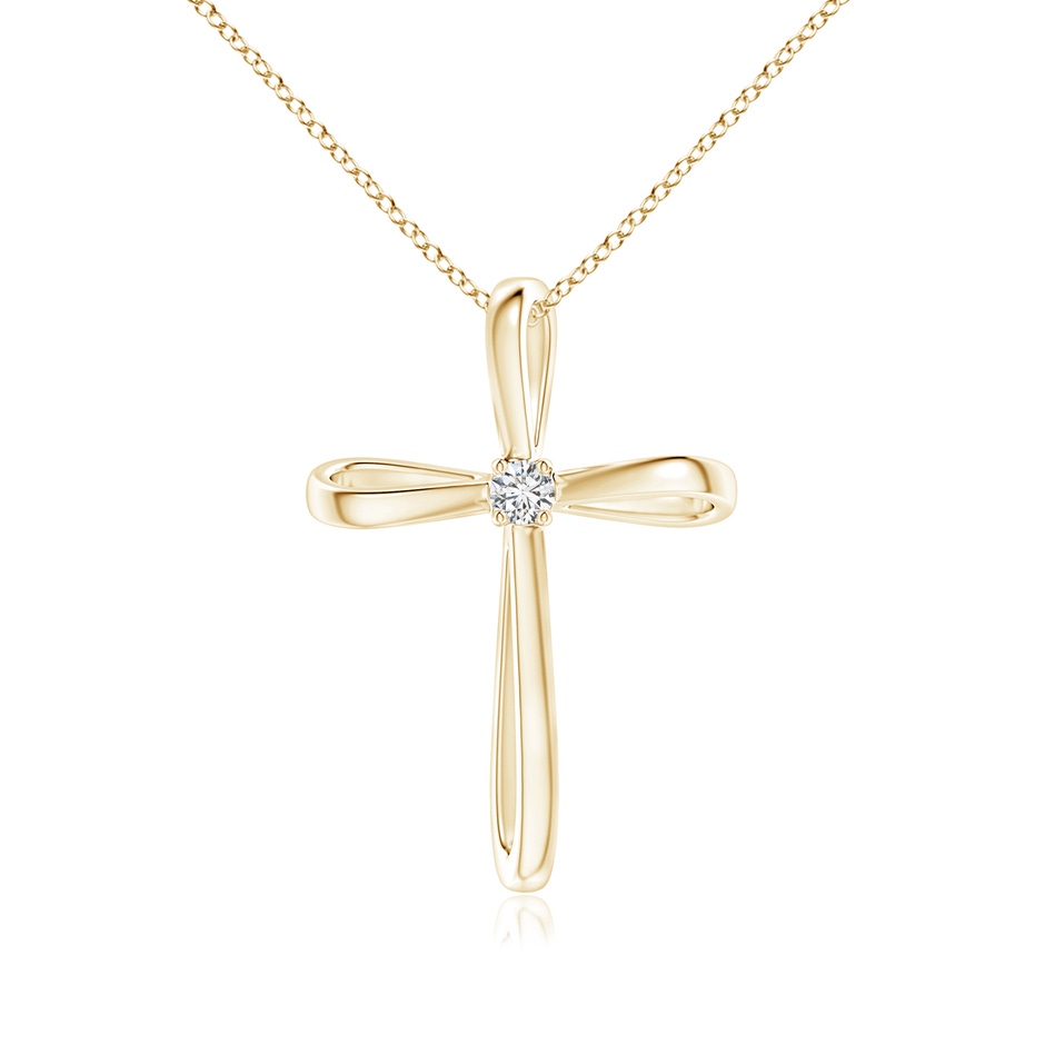 2.4mm HSI2 Twisted Cross Pendant with Diamond in Yellow Gold 