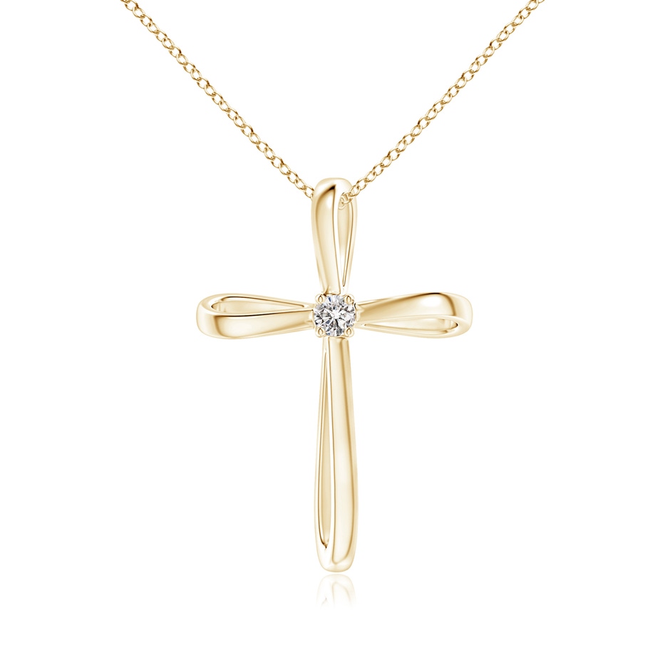 2.4mm IJI1I2 Twisted Cross Pendant with Diamond in 10K Yellow Gold 