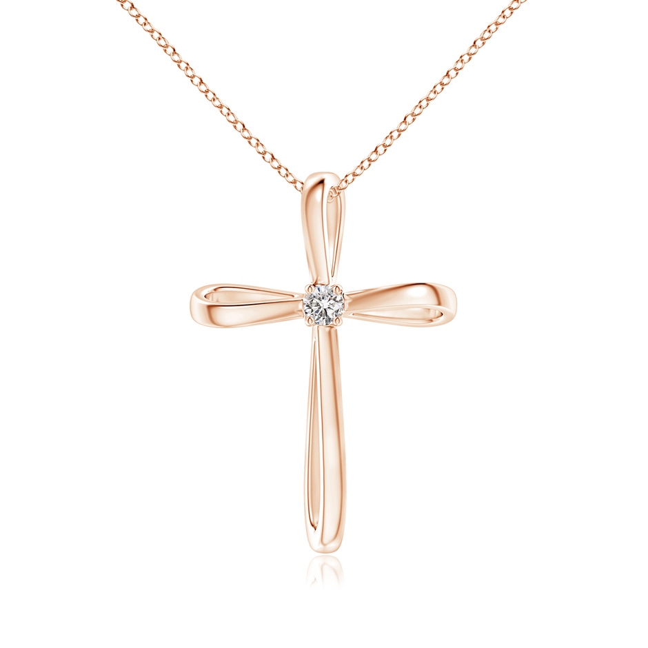 2.4mm IJI1I2 Twisted Cross Pendant with Diamond in Rose Gold 