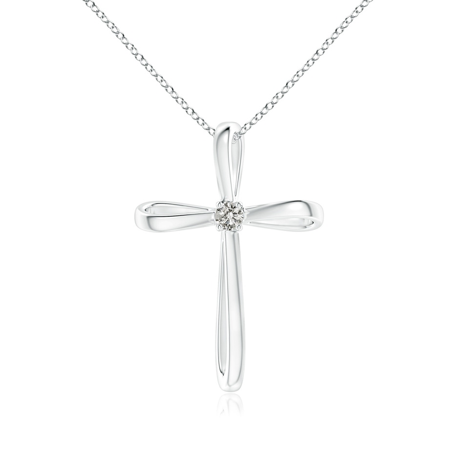 2.4mm KI3 Twisted Cross Pendant with Diamond in 18K White Gold 
