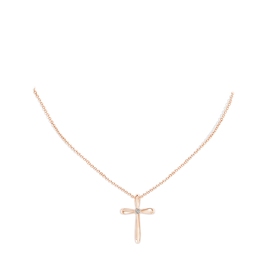 2.4mm KI3 Twisted Cross Pendant with Diamond in 9K Rose Gold pen