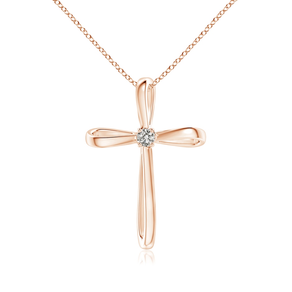 2.4mm KI3 Twisted Cross Pendant with Diamond in Rose Gold 