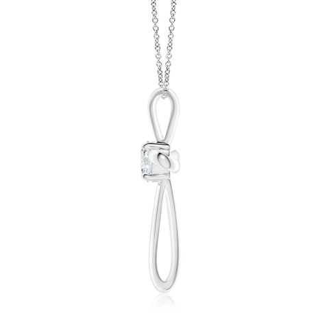 5.1mm GVS2 Prong-Set Round Diamond Ribbon Twist Cross Pendant in White Gold