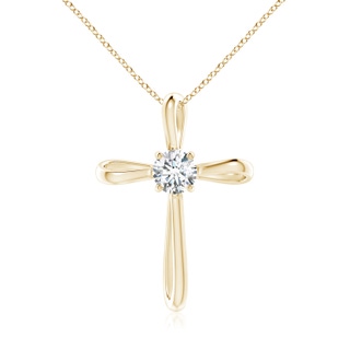 5.1mm GVS2 Twisted Cross Pendant with Diamond in Yellow Gold