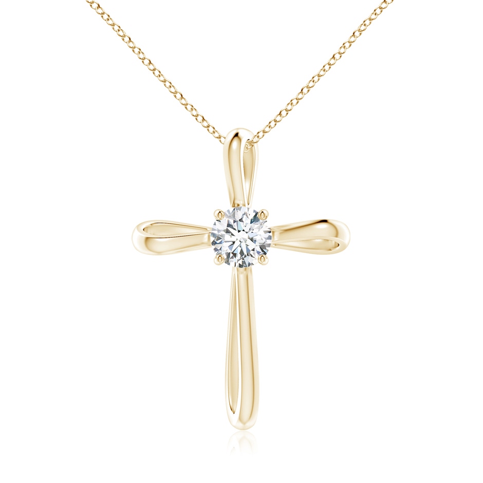 5.1mm GVS2 Twisted Cross Pendant with Diamond in Yellow Gold 