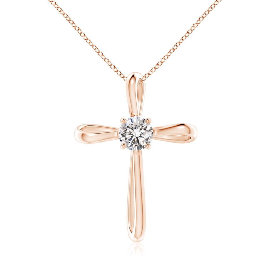 5.1mm IJI1I2 Twisted Cross Pendant with Diamond in Rose Gold 