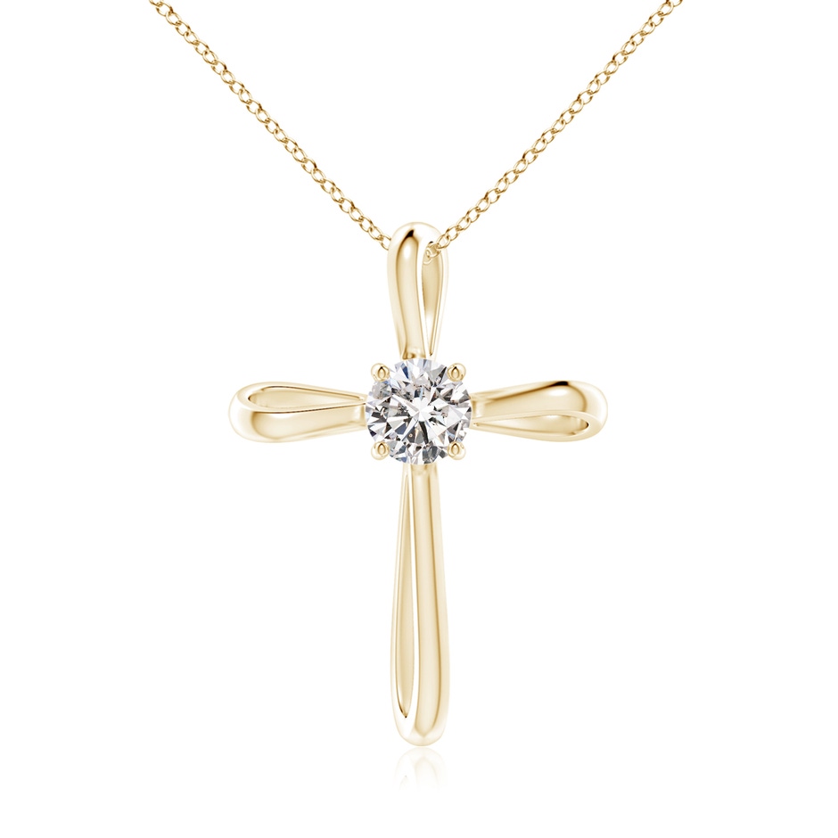 5.1mm IJI1I2 Twisted Cross Pendant with Diamond in Yellow Gold 