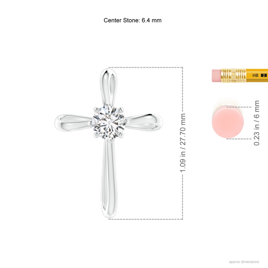 6.4mm HSI2 Twisted Cross Pendant with Diamond in P950 Platinum ruler